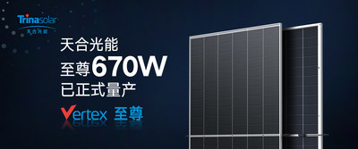 天合光能发布670W至尊组件，组件效率达21.6%，600W+势不可挡