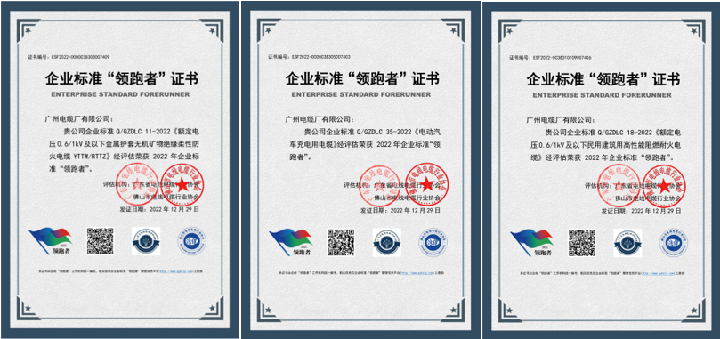 做优做强|广州电缆3项标准荣登全国企业标准 “领跑者”榜单